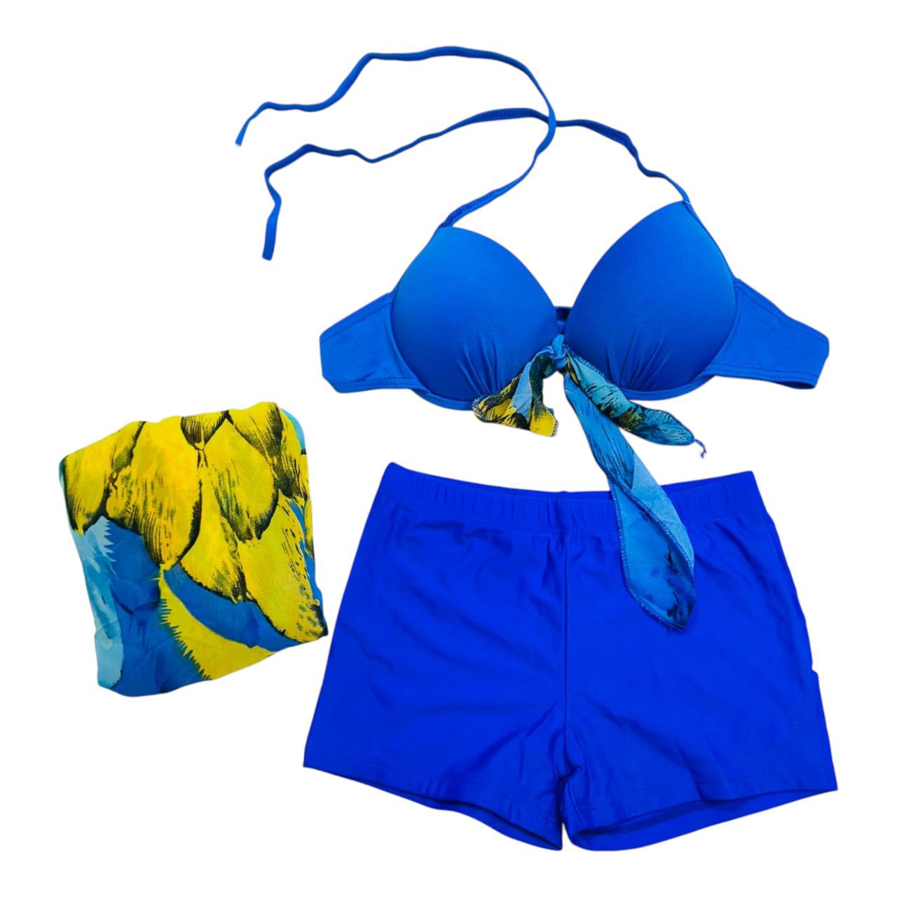 Underwear (خرید مایو زنانه سهتکه فنردار با کاپ اسفنجی خوشفرم) مایو سهتکه زنانه کاپدار فنردار با طراحی شیک، مناسب برای استخر و ساحل